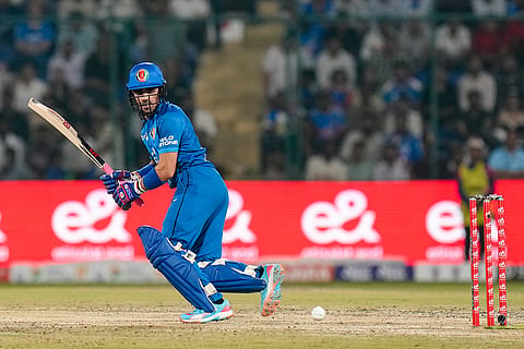 New Delhi: Afghanistan's Rahmanullah Gurbaz plays a shot during the third and final T20I cricket match between India and Afghanistan, in New Delhi.
