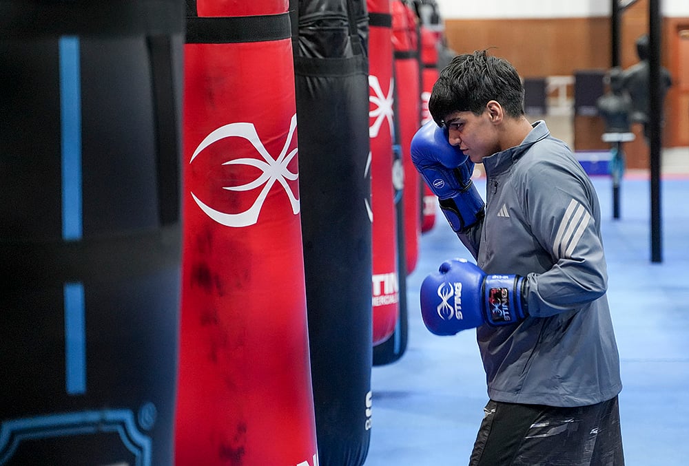Boxer Priya Ghanghas during an interactive session with the media ahead of the Asian Games 2026 at Aichi-Nagoya, Japan, at Netaji Subhas National Institute of Sports (NSNIS), in Patiala, Punjab, Thursday, Sept. 3, 2026.  - | Photo: PTI/Shiva Sharma