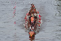 Boats, Blisters And Cheers: Champupara’s Traditional Race Takes Over The Kulsi River | Photo: AP/Anupam Nath : Participants take part in the traditional boat race on the Kulsi river in Champupara village, west of Guwahati, India