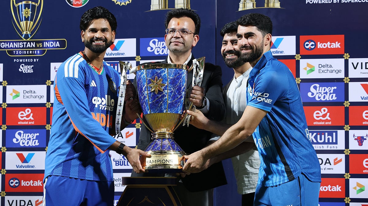 India Captain Shreyas Iyer Called Afghanistan's Captain Ibrahim Zadran During The Trophy Distribution - | Photo: X/@bcci