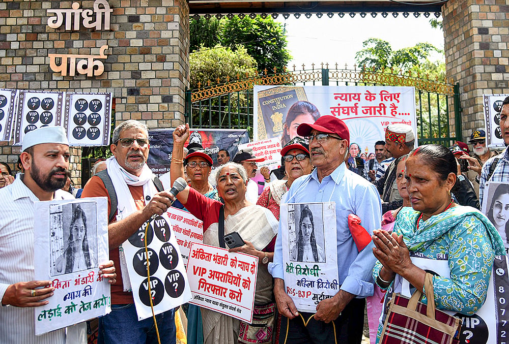 Protest demanding justice for Ankita Bhandari murder case in Dehradun