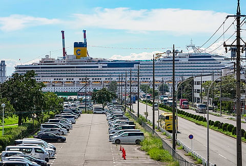 A view of the Costa Serena cruise ship, housing athletes for the Asian Games 2026, in Nagoya, Japan, Thursday, Sept. 17, 2026. 
