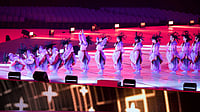 (AP Photo/Eugene Hoshiko) : Dancers perform during the opening ceremony for the Asian Games in Nagoya, Japan, Saturday, Sept. 19, 2026.