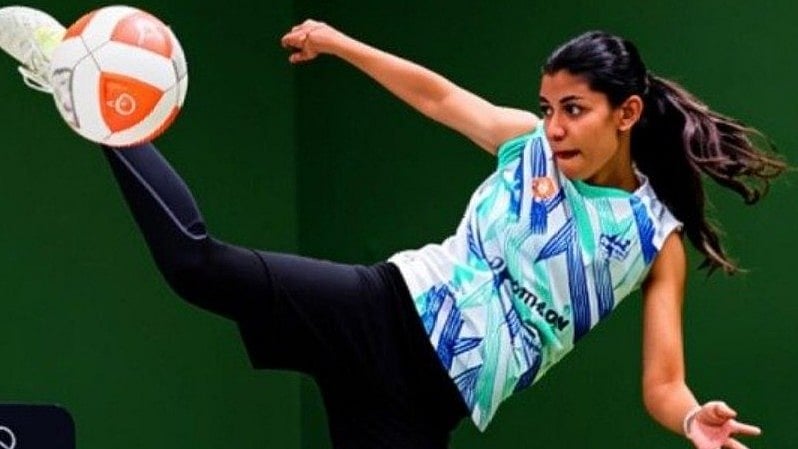 Quimcy Dsouza Playing Teqball - | Photo: X/sai_media