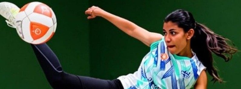 | Photo: X/sai_media : Quimcy Dsouza Playing Teqball