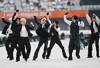 Asiad 2026 Opening Ceremony: Games Officially Declared Open In Aichi-Nagoya By Emperor Naruhito | Photo: AP/Lee Jin-man : Japanese boy band INI perform ahead of the opening ceremony for the Asian Games in Nagoya, Japan, Saturday, Sept. 19, 2026.