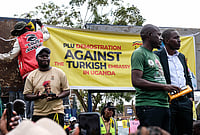 Uganda-Turkey Tensions: Protesters Gather At Embassy In Kampala Over Dissident Fred Lumbuye | Photo: AP/Hajarah Nalwadda : Members of the Patriotic League of Uganda demonstrate outside the Turkish Embassy demanding the extradition of a dissident, Fred Lumbuye, whose online activities are seen by local authorities as anti-government propaganda in Kampala, Uganda, Friday, Sept. 18, 2026.