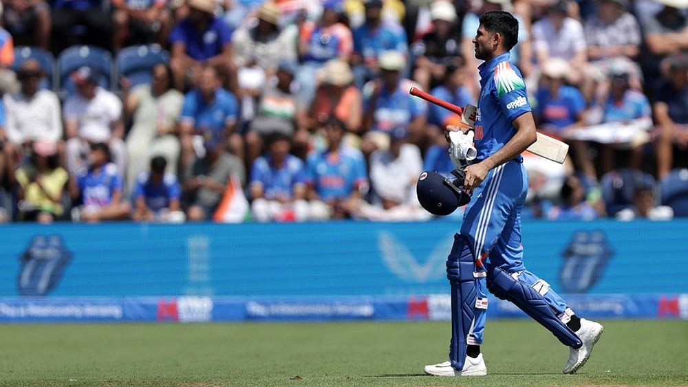 India's Shubman Gill walks off the pitch after being caught out by England's Ben Duckett during the second ODI between England and India at Sophia Gardens, Cardiff, Wales, Thursday July 16, 2026.  - | Photo: Steven Paston/PA via AP