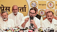 | Photo: PTI : Jan Suraaj Party founder Prashant Kishor addresses a press conference regarding the upcoming Bihar Legislative Council elections, in Patna.
