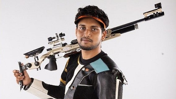 Rudrankksh Patil secured team silver and individual bronze in the men's 10m air rifle at the Asian Games 2026. - Media_SAI/X