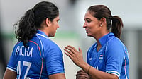 India Vs Sri Lanka Asian Games 2026 Final Preview: Live Streaming, Squad, Head To Head - All You Need To Know | Photo: PTI/Atul Yadav : India’s captain Harmanpreet Kaur, right, and Richa Ghosh after winning the Asian Games fourth Women’s Quarter-final cricket match against Japan, in Nisshin, Japan, Friday, Sept. 18, 2026.