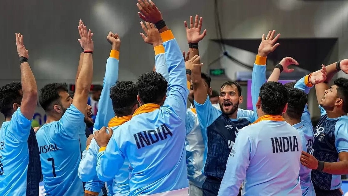 Indian Men's Kabaddi Team celebrating after winning Gold medal in Asian Games 2023 at Hangzhou. - File Photo