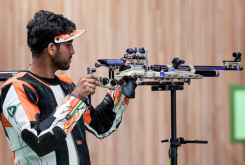 India’s Rudrankksh Patil competes in the 10 meter rifle men individual event in the ongoing 20th Asian Games 2026, in Nagoya, Japan, Monday, Sept. 21, 2026. 
