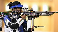 Elavenil Valarivan, Parth Mane Finish Fourth In 10m Air Rifle Mixed Team Final At Asian Games In Nagoya | Photo: Kasumi Fukudome/Kyodo News via AP : Elavenil Valarivan of India competes in the qualification of the women's 10 meter air rifle individual event in shooting, in Toyota, Aichi prefecture, Sunday, Sept. 20, 2026.