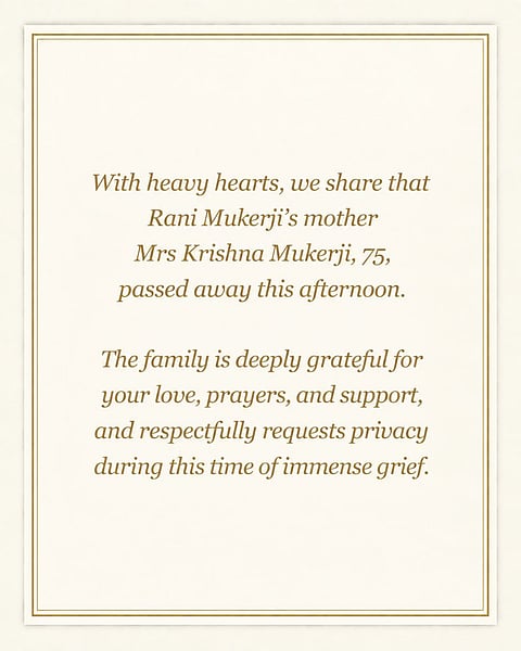 Rani Mukerji mother death