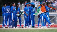 India's Biggest Win: All the Records Harmanpreet And Co. Broke Against Sri Lanka In Asian Games Gold Medal Match | Photo: AP/Mark Baker : Indian players celebrate after winning the women's gold medal T20 cricket game between India and Sri Lanka at the Asian Games in Nisshin, Japan, Tuesday, Sept. 22, 2026.