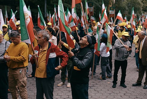 Demonstrators protest against the Iranian government outside United Nations headquarters during the U.N. General Assembly on Tuesday, Sept. 22, 2026, in New York. 