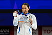 Mirabai Chanu Completes Her Medal Collection With Asian Games Silver | Photo: AP/Dita Alangkara : Silver medalist Mirabai Chanu Saikhom of India poses on the podium after the women's 49kg weightlifting final at the Asian Games in Nagoya, Japan, Wednesday, Sept. 23, 2026.