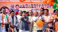 UP 2027 Polls: Nitin Nabin Leads BJP’s Dalit Outreach In Western UP Amid Akhilesh Yadav's PDA Push | Photo: PTI : Bharatiya Janata Party National President Nitin Nabin speaks to the gathering during an event, near Dasna toll on the Delhi-Meerut Expressway in Ghaziabad.