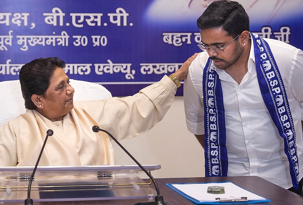 BSP chief Mayawati addresses a party meeting in Lucknow