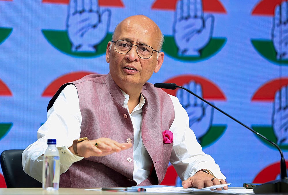 Congress party briefing in Delhi