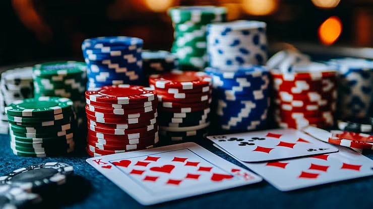 Poker chips & playing cards