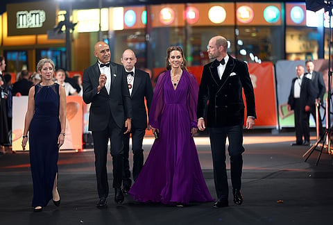 Britain's Prince William and Kate, Princess of Wales attend the Royal Film Performance 2026 World Premiere of Digger, in London, Tuesday, Sept. 22, 2026. 