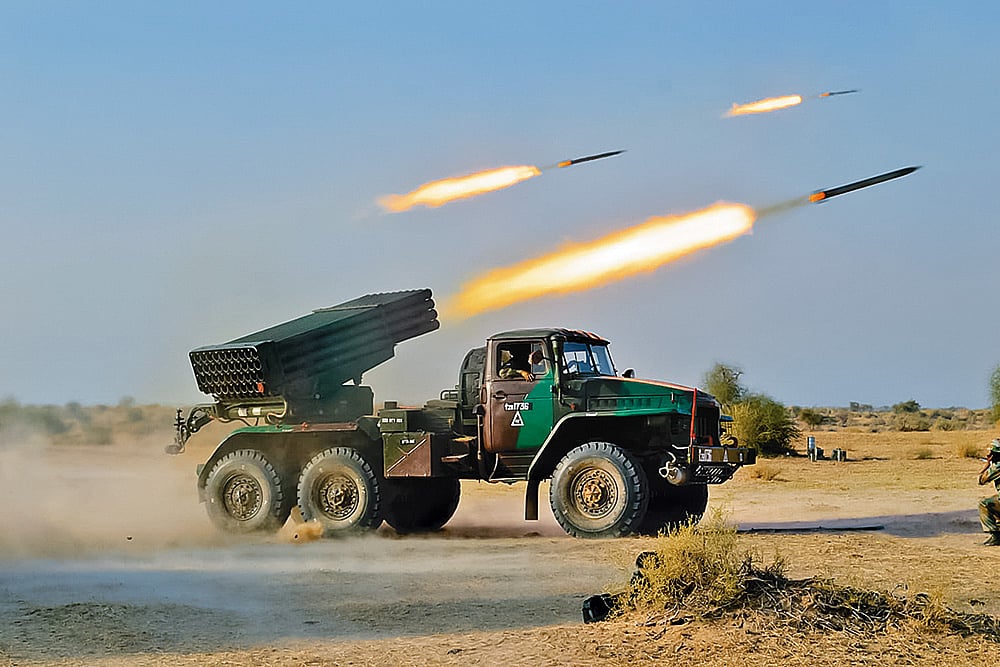Fire From the Sky: A BM-21 Grad unleashes a salvo of rockets across the battlefield - | Courtesy: Indian Army