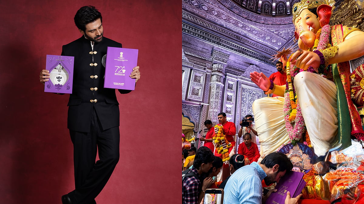 Kartik Aaryan offers National Award at Lalbaugcha Raja - Instagram/Kartik Aaryan