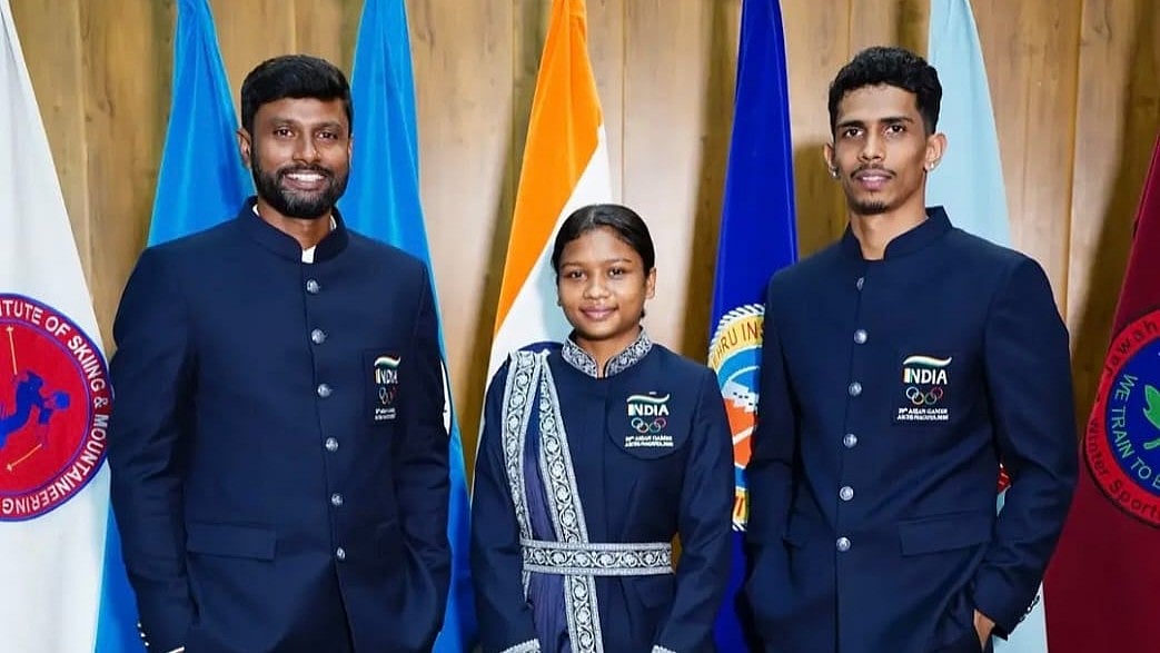 India National Coach Sport Climbing, Bibhas Ray (left), along with Indian Speed Climbers, Joga Purty(middle), and Deepu Mallesh (right) - Indian Mountaineering Federation