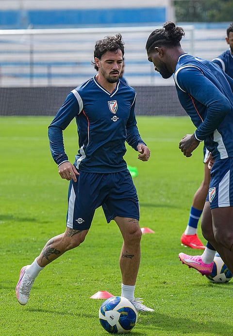 India's football team player Ryan Williams during a training session ahead of FIFA international friendly match between India and Panama, in Bengaluru, Karnataka, Thursday, Sept. 24, 2026. 