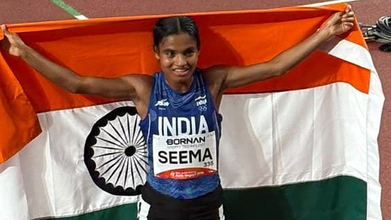 Indian athlete Seema Kumari - | Photo: X/afiindia