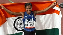 Indian athlete Seema Kumari - | Photo: X/afiindia
