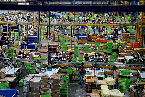 Flipkart workers prepare packages ahead of 'The Big Billion Days 2026' sale at the company's Fulfillment and Sort Center, in Sanpka, Haryana, Wednesday, Sept. 23, 2026.