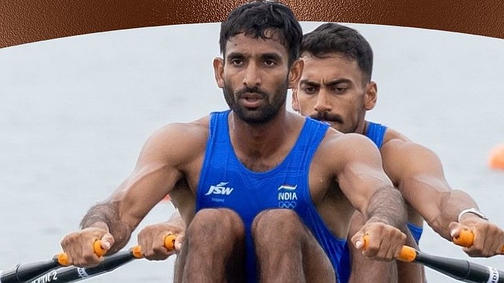 Satnam Singh and Salman Khan won bronze in the men’s double sculls at the Asian Games 2026. - X/@OlympicKhel