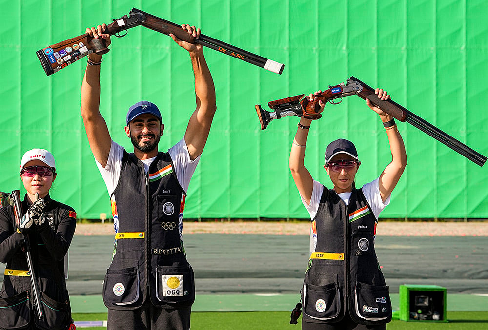 India at Asian games 2026 Shooting mixed team skeet bronze medal