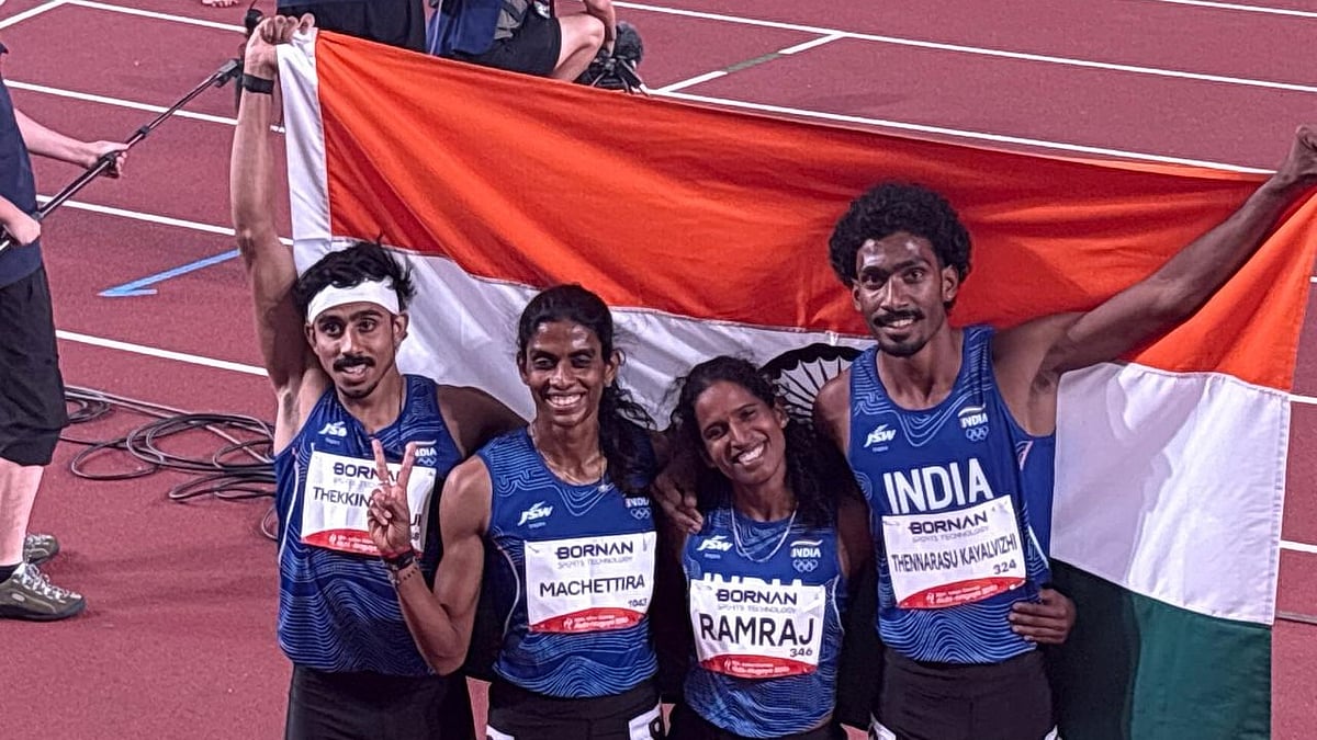 The Indian quartet of Machettira Poovamma, Vishal Thennarasu, Ramraj Vithya and Thekkinalil Manu won a silver medal in the 4x400m event - | Photo: X/AFIIndia