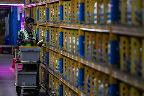 A Flipkart worker prepares packages ahead of 'The Big Billion Days 2026' sale at the company's Fulfillment and Sort Center, in Sanpka, Haryana, Wednesday, Sept. 23, 2026.