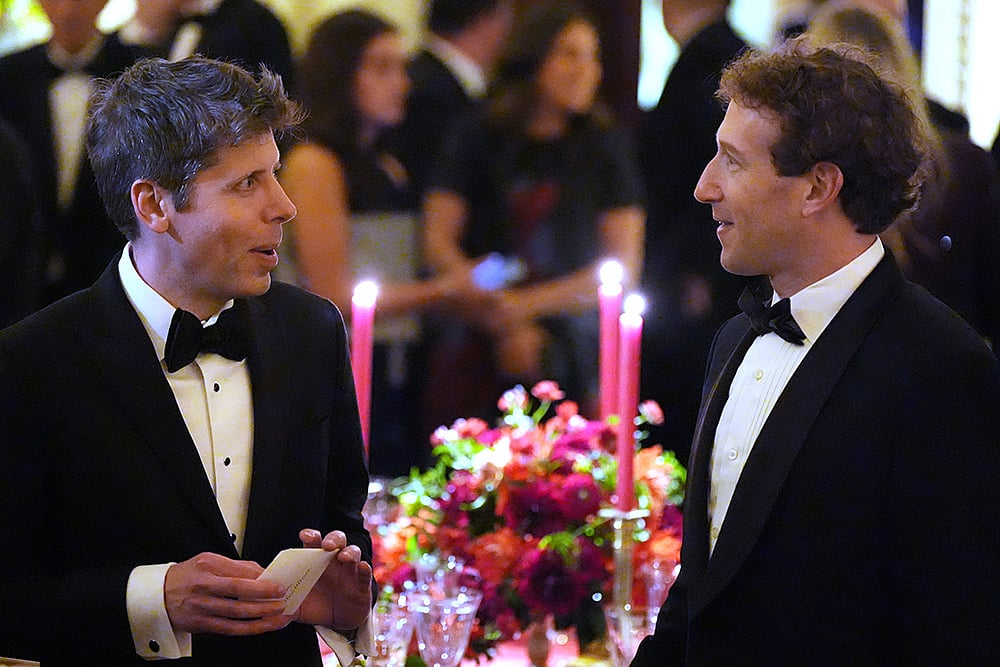 OpenAI CEO Sam Altman talks with Meta CEO Mark Zuckerberg