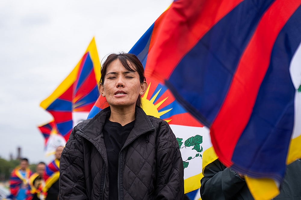 Pro-Tibet independence protestors demonstrate near the U.S. Capitol