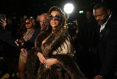 Cardi B attends the Roberto Cavalli women's Spring-Summer 2027 fashion show, in Milan, Italy.