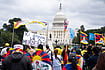 In Photos | Tibetans Protest In US As Xi Jinping Visits Washington | Photo: AP/Allison Robbert : Pro-Tibet independence protestors demonstrate near the U.S. Capitol while China's President Xi Jinping visits the White House, Thursday, Sept. 24, 2026, in Washington.