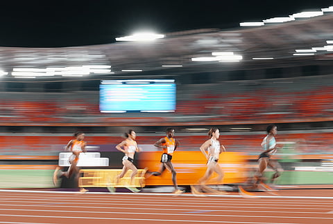 Athletes compete in the women's 10,000m final at the Asian Games in Nagoya, Japan, Thursday, Sept. 24, 2026. 