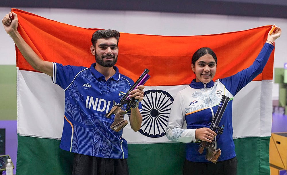 India at Asian Games 10m air pistol mixed team final Suruchi Singh and Kamaljeet 