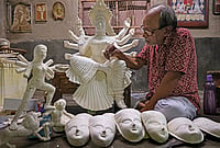 Day In Pics: September 26, 2026 | Photo: PTI : An artist prepares an idol of goddess Durga ahead of Durga Puja festival, in Birbhum district, West Bengal.