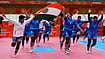 | Photo: AP Photo/Mark Baker : Indian players react after winning the women's kabaddi final at the Asian Games in Tokai City, Japan, Saturday, Sept. 26, 2026. 
