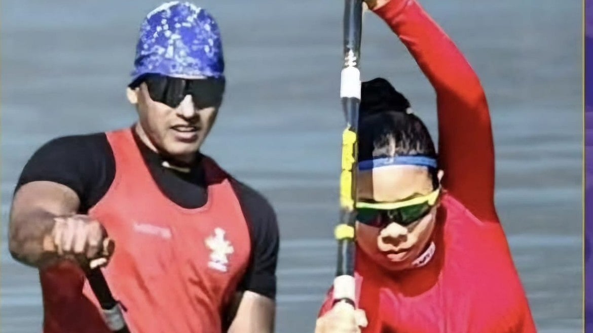 Indian Athletes Raju Rawat and L.Neha Devi in Mixed Canoe Double 500m Final A - Sports Authority of India