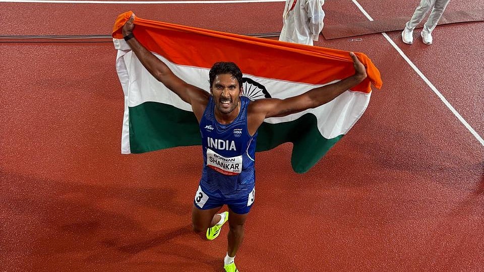 Tejaswin Shankar won bronze in the men's decathlon at the 2026 Asian Games with 7,934 points. - afiindia/X