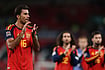 Spain Stun England 3-2 At Wembley In UEFA Nations League After Late Oyarzabal Winner And Kane Penalty Miss | Photo: AP/Ian Walton : Spain's Rodri applauds his teams fans after the end of the during the Nations League Soccer match between England and Spain in London, Saturday, Sept. 26, 2026.