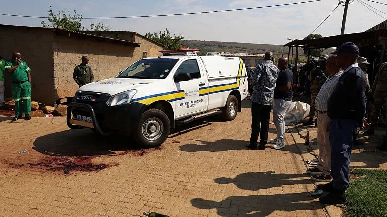 The site of a deadly shooting at a tavern in Wedela township, southwest of Johannesburg  - Reuters